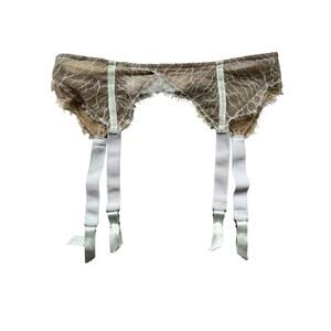 NWT Morgan Lane Italian Garter Belt Sexy Wedding White Nude Lingerie S Small SM